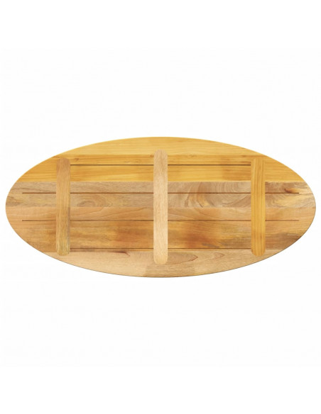 Piano Tavolo 140x60x2,5 cm Ovale in Legno Massello di Mango