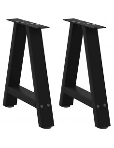 Gambe Tavolino da Caffè a A 2 pz Nero 50x(42-43) cm in Acciaio 2