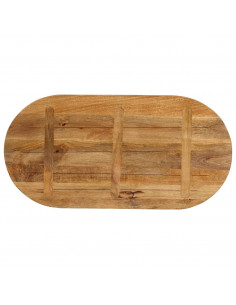 Piano Tavolo 140x60x2,5 cm Ovale in Legno Massello di Mango
