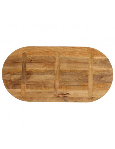 Piano Tavolo 140x60x2,5 cm Ovale in Legno Massello di Mango