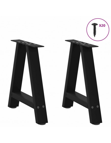 Gambe Tavolino da Caffè a A 2 pz Nero 50x(42-43) cm in Acciaio