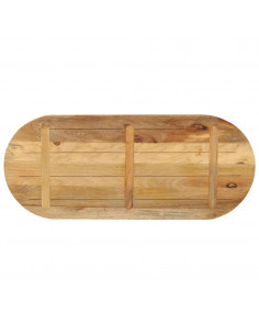 Piano Tavolo 140x60x2,5 cm Ovale Legno Massello Grezzo di Mango