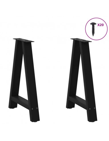 Gambe Tavolino da Caffè a A 2 pz Nero 60x(72-73) cm in Acciaio