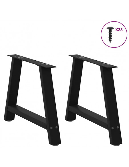 Gambe Tavolino da Caffè a A 2 pz Nero 70x(42-43) cm in Acciaio