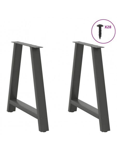 Gambe Tavolo Consolle a A 2pz Antracite 20x28x(72-73)cm Acciaio