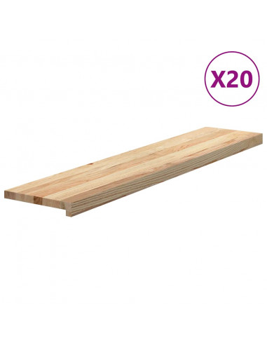 Gradini 20 pz 120x25x2 cm in Rovere Massello Non Trattato