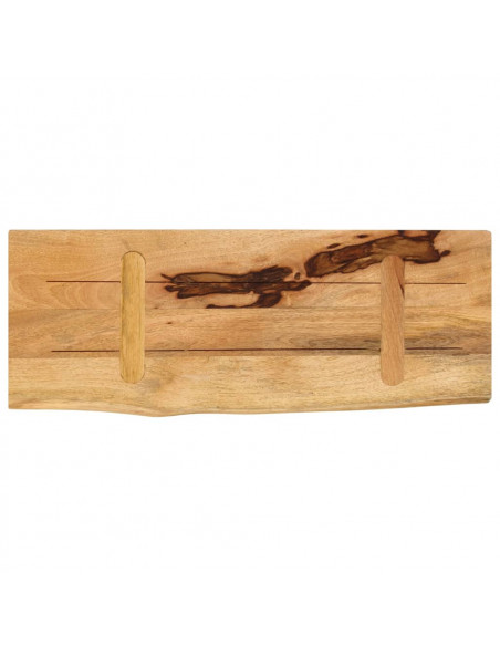 Piano Tavolo 80x20x2,5cm Bordi Vivi Legno Massello Mango Grezzo