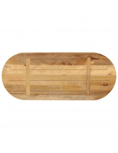 Piano Tavolo 80x40x2,5 cm Ovale Legno Massello Grezzo di Mango