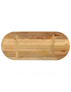 Piano Tavolo 80x40x2,5 cm Ovale Legno Massello Grezzo di Mango