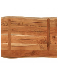 Piano Tavolo 80x60x3,8 cm Rettangolare Legno Acacia Bordi Vivi