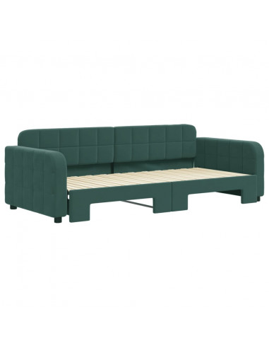 Divano Letto con Letto Estraibile Verde Scuro 90x200cm Velluto