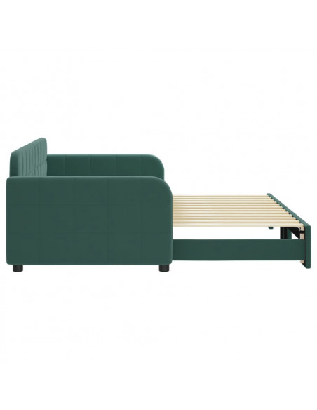 Divano Letto con Letto Estraibile Verde Scuro 90x200cm Velluto