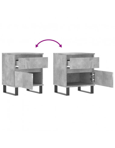 Comodini 2pz Grigio Cemento 40x35x50 cm in Legno Multistrato