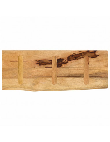 Piano Tavolo 90x30x2,5cm Bordi Vivi Legno Massello Mango Grezzo