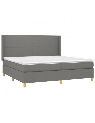 Letto a Molle Materasso e LED Grigio Scuro 200x200cm in Tessuto