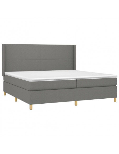Letto a Molle Materasso e LED Grigio Scuro 200x200cm in Tessuto