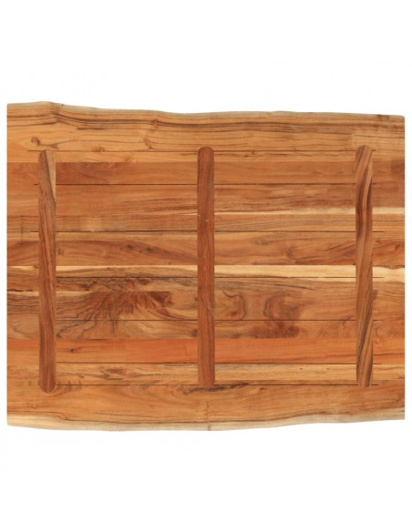 Piano Tavolo 90x80x2,5 cm Rettangolare Legno Acacia Bordi Vivi