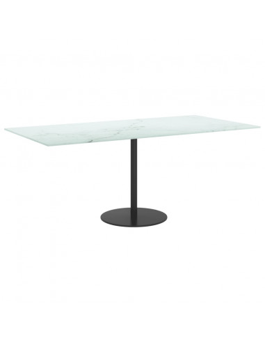 Piano Tavolo Bianco 100x50 cm 6mm Vetro Temperato Design Marmo