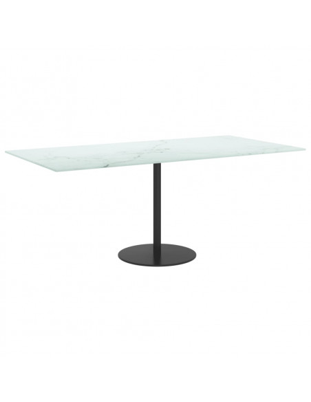 Piano Tavolo Bianco 100x50 cm 6mm Vetro Temperato Design Marmo