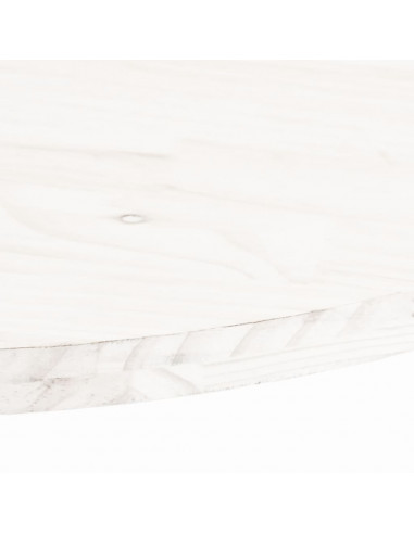 Piano Tavolo Bianco 100x50x2,5 cm Legno Massello di Pino Ovale