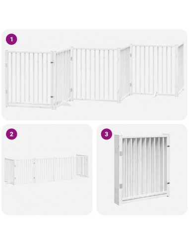 Cancello Cani Porta Pieghevole Bianco 6 Pannelli 480 cm Pioppo