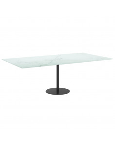 Piano Tavolo Bianco 120x65 cm 8mm Vetro Temperato Design Marmo