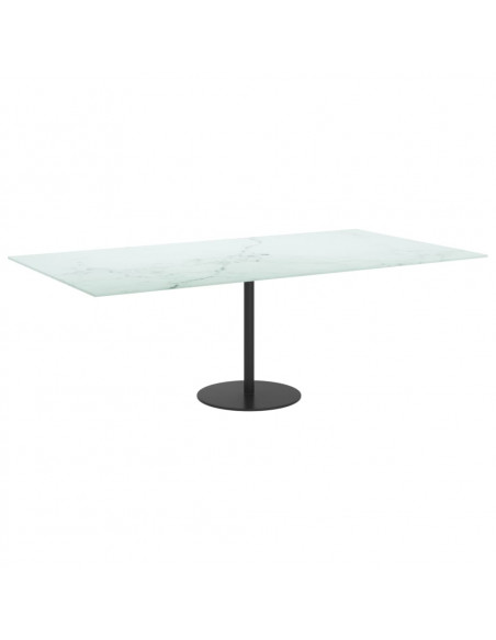 Piano Tavolo Bianco 120x65 cm 8mm Vetro Temperato Design Marmo