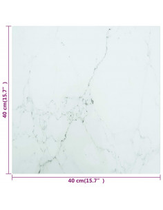 Piano Tavolo Bianco 40x40 cm 6 mm Vetro Temperato Design Marmo