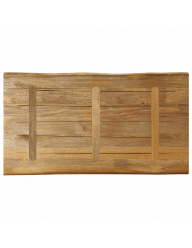 Piano Tavolo Bordi Vivi 100x60x2,5 cm Legno di Mango Grezzo