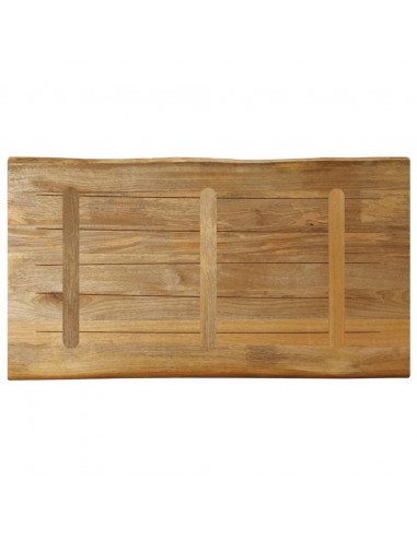Piano Tavolo Bordi Vivi 100x60x3,8 cm Legno di Mango Grezzo