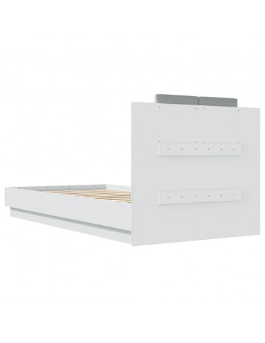 Giroletto con Testiera e LED Bianco 90x190 cm