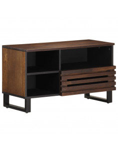Mobile Porta TV Marrone 80x34x46 cm in Legno Massello di Mango 2