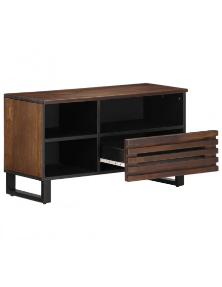 Mobile Porta TV Marrone 80x34x46 cm in Legno Massello di Mango