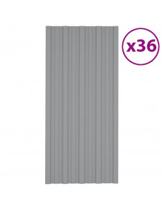 Pannelli da Tetto 36 pz in Acciaio Zincato Grigio 100x45 cm 2