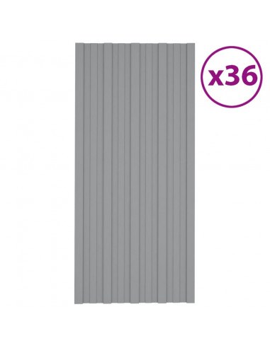 Pannelli da Tetto 36 pz in Acciaio Zincato Grigio 100x45 cm