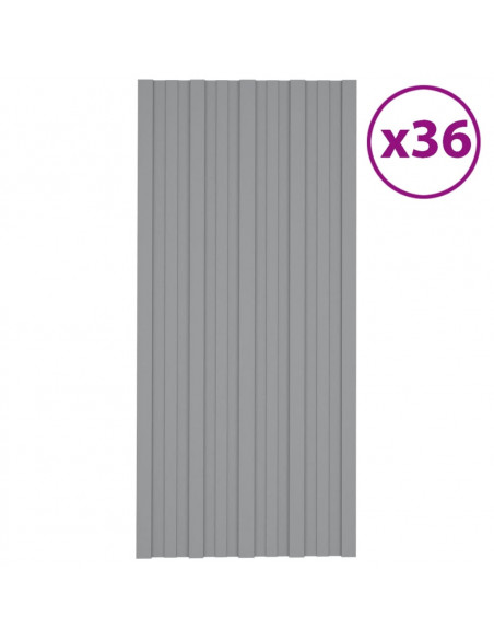 Pannelli da Tetto 36 pz in Acciaio Zincato Grigio 100x45 cm