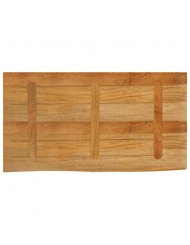 Piano Tavolo Bordi Vivi 110x60x2,5cm in Legno Massello di Mango