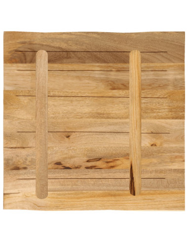 Piano Tavolo Bordi Vivi 40x40x3,8cm Legno Massello Mango Grezzo