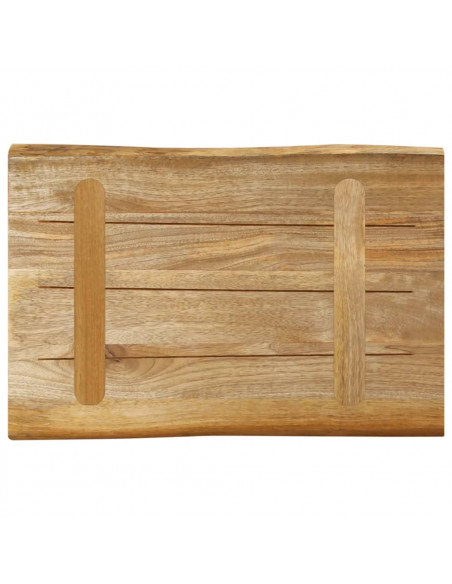 Piano Tavolo Bordi Vivi 60x40x2,5cm Legno Massello Mango Grezzo