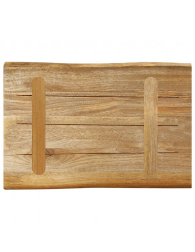 Piano Tavolo Bordi Vivi 70x40x2,5cm Legno Massello Mango Grezzo
