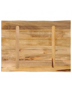 Piano Tavolo Bordi Vivi 70x60x2,5cm Legno Massello Mango Grezzo