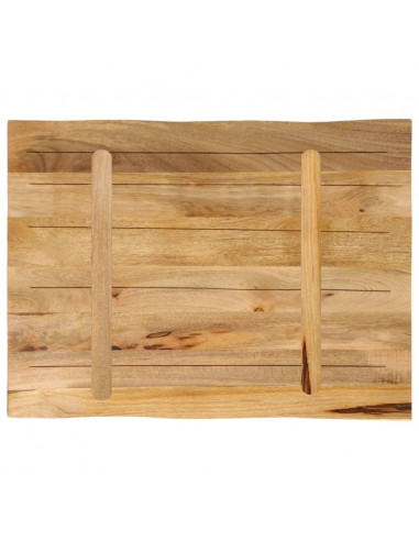 Piano Tavolo Bordi Vivi 70x60x2,5cm Legno Massello Mango Grezzo