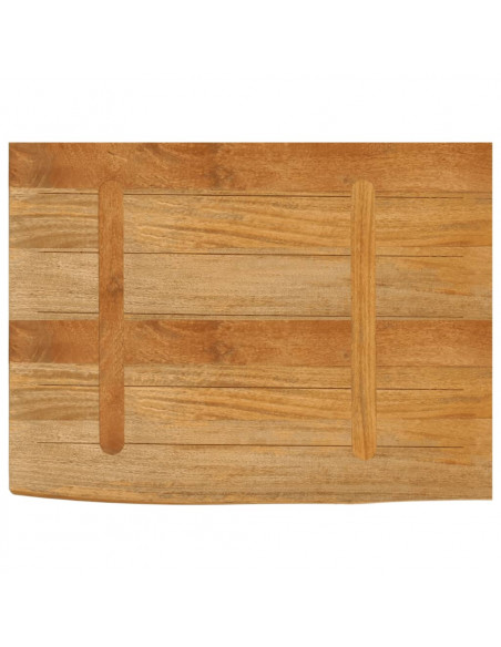 Piano Tavolo Bordi Vivi 80x60x2,5 cm in Legno Massello di Mango