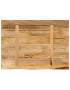 Piano Tavolo Bordi Vivi 80x60x2,5cm Legno Massello Mango Grezzo