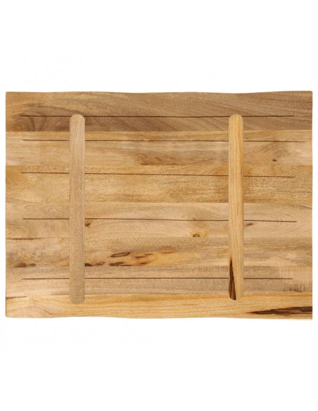Piano Tavolo Bordi Vivi 80x60x2,5cm Legno Massello Mango Grezzo