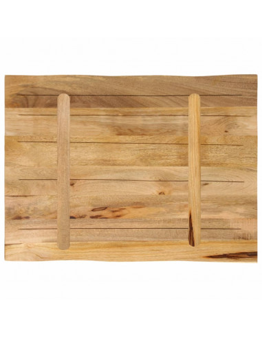 Piano Tavolo Bordi Vivi 80x60x3,8cm Legno Massello Mango Grezzo