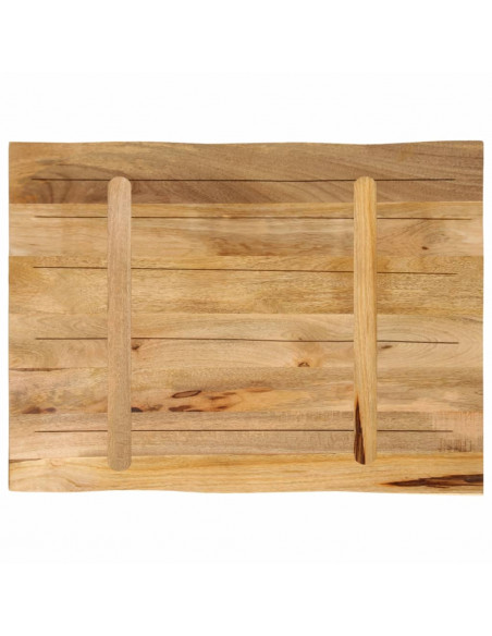 Piano Tavolo Bordi Vivi 80x60x3,8cm Legno Massello Mango Grezzo