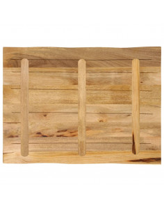 Piano Tavolo Bordi Vivi 90x60x3,8cm Legno Massello Mango Grezzo