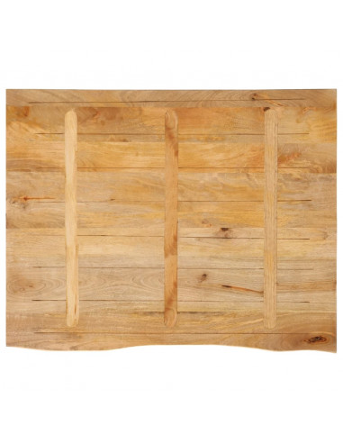 Piano Tavolo Bordi Vivi 90x80x2,5 cm in Legno Massello di Mango