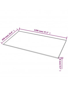 Piano Tavolo in Vetro Temperato Rettangolare 1200x650 mm
